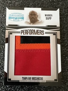 Donruss Gridiron Gear P-49 2005 Warren Sapp Performer gioco usato patch 3 clr #/50 - Foto 1 di 5