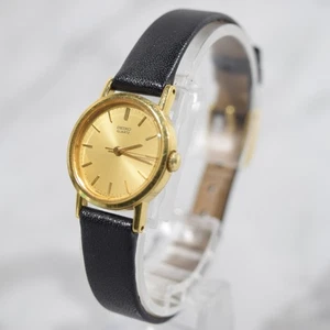 Vintage SEIKO 2C21-0130 Ladies Watch Gold Dial 21mm New Battery - Picture 1 of 16