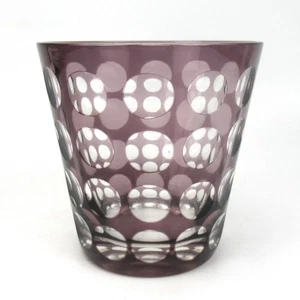 Carl Rotter beaker/whisky glass overlay glass cut dots Lübeck 9.9 cm - Picture 1 of 4