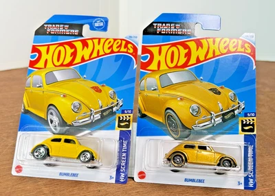 Hot Wheels Juego de 2 Coches - Volkswagen Oro y Amarillo Transformers Bumblebee BUGS Foto 1 de 4