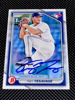 Trey Yesavage 2024 Bowman 1st Bowman en persona ¡Auto! Enormes Azulejos Serie Mundial Foto 1 de 4