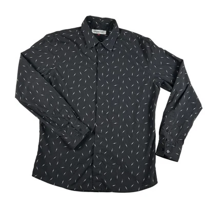 Sovereign Code Shirt Mens Large Black Lightning Bolt Print Button Up Long Sleeve - Image 1 of 4