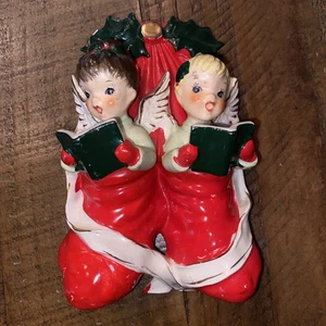 Vintage NAPCO Angel Christmas Carolers In A Sack Wall Pocket - Picture 1 of 8