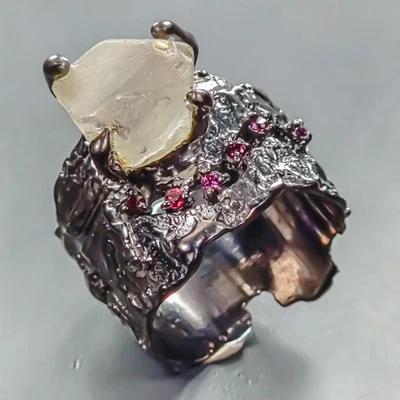 Anillo Topacio Blanco Natural Joyería Fina Plata de Ley 925 Talla 8/R447321 Foto 1 de 4