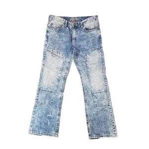 request jeans men's 34x30 relaxed straight blue denim pants Y2K acid washed - Picture 1 of 16