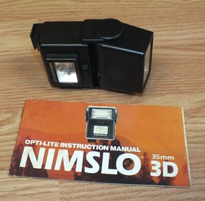 OEM Nimslo Opti-Lite Small Black Flash Unit & Manual - For 35mm 3D Camera - Picture 1 of 8