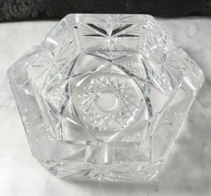 Vintage Crystal / Solid Glass Cut Stars Table Ashtray - Picture 1 of 11