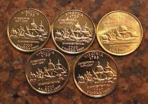 GOLD PLATED 2000-D VIRGINIA U.S. STATE QUARTER  (1 COIN PER SALE) - #B6698 - Picture 1 of 2