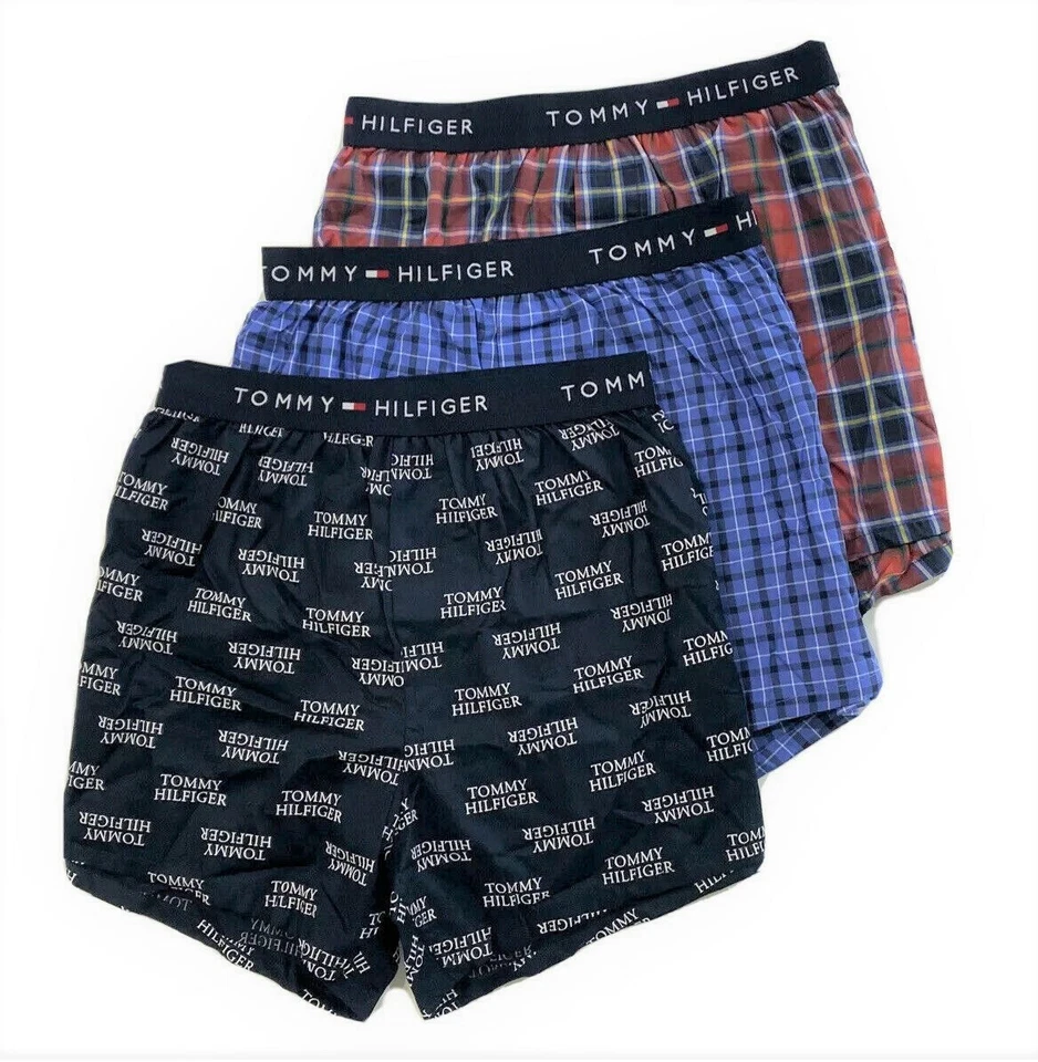 TOMMY HILFIGER MEN X3 - SPACE PLAID MEDIUM - PACK SLIM FIT WOVEN BOXER UNDERWEAR - Image 1 of 1