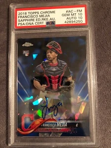 2018 Topps Chrome Sapphire Francisco Mejia Indians Rookie Auto PSA/DNA 10/10 💎 - Picture 1 of 2