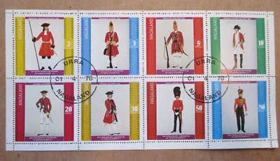 NAGALAND  1978 SHEET of 8 BRITISH DRESS UNIFORMS "25th ANNIV. QE2 CORONATION" - Image 1 of 2