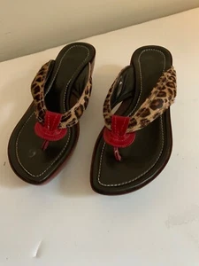 DONALD J PILNER ITALIAN  LEOPARD PATENT LEATHER SANDALS - Picture 1 of 4