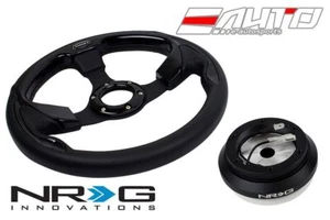 NRG 320mm Pilota Sport Leather Black Insert Steering Wheel w/ Short Hub SRK-130H - Picture 1 of 4