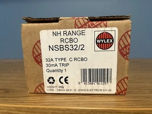 Wylex NHRANGE RCBO NSBS32/2 32A Type C RCBO 30mA - Picture 1 of 2
