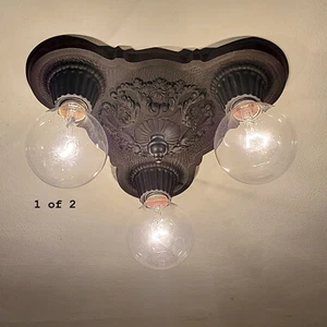 584c Antique 1910's 20's Ceiling Light quality cast iron fixture chandelier - Picture 1 of 6