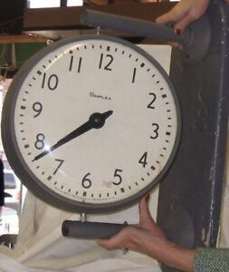 double sided school clock vintage 12”