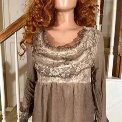 Urban Mango mocha lace ruffle detail dress - Image 1 of 4