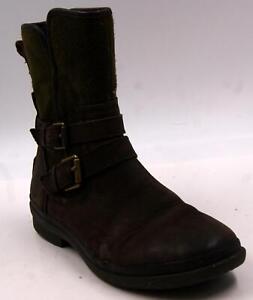 UGG Simmens 1005269 Women's Brown Leather/Olive Green Wool Boots Sz 6.5 M