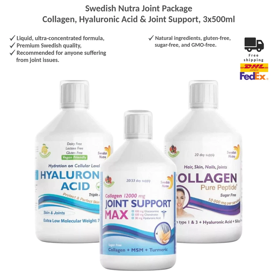 Swedish Nutra Joint Support MAX Collagen Liquid Joint 500ml Exp 7/26 Berry Flav