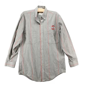 Riverside Men's Coca-Cola Employee Uniform Shirt Gray Red M 15-15.5 Stripe VTG - Picture 1 of 13
