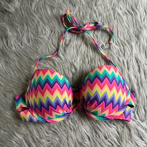 Aerie Push Up Bikini Top Womens Size 34C Multicolored Swimwear Padded Swimsuit - Picture 1 of 9