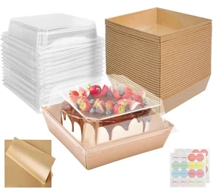30PCS Cake Slice Boxes with Clear Lids, 5Inches Reusable Boxes for Cake - Picture 1 of 5