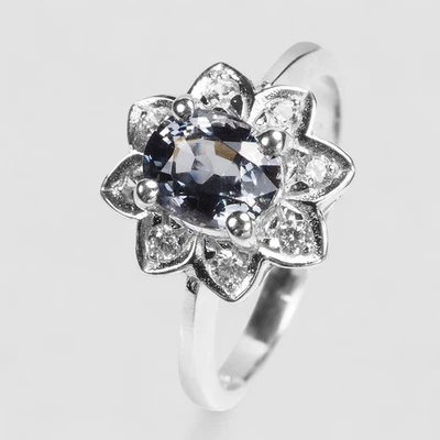 BURMA GRAY SPINEL OVAL 0.75CT 925 STERLING SILVER HANDMADE FINE JEWELRY RINGS - Image 1 of 4