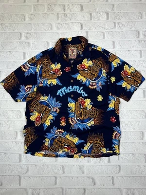 Camisa Hawaiana Vintage Años 90 Mambo Loud Azul Marino Floral Surf Para Hombre Talla L Foto 1 de 4