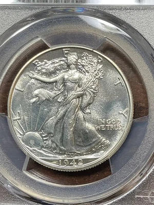 PCGS PR63 1942 WALKING HALF DOLLAR GREAT FLASHY LUSTER - Image 1 of 3