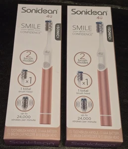 2 - Soniclean 4U Battery Operated Toothbrushes Rose Gold New - Picture 1 of 2