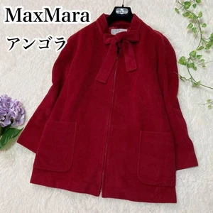 Max Mara High-Quality Silver Tag Angora Wool Bowtie Middle Coat Red 38 - Picture 1 of 10