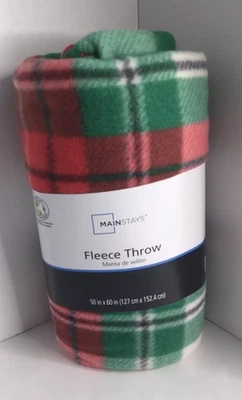 Mainstays Holiday Christmas  Plaid Fleece Throws 50 x 60 New - Image 1 of 4