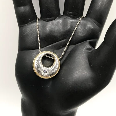 Brighton Pendant Necklace Silver & Gold Plate Aries Crystal Accent 16.5-18" - Image 1 of 4