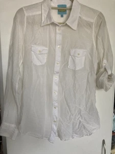 C & C California Soft Button Down Shirt White / Cream Size Small Silk/ Cotton - Picture 1 of 11
