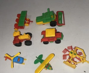 Vtg BRUDER Airplane Mini Plastic Toys Lot West Germany tractor Heli Planter More - Picture 1 of 5