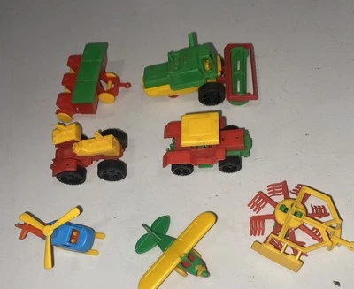 Vtg BRUDER Airplane Mini Plastic Toys Lot West Germany tractor Heli Planter More - Image 1 of 4