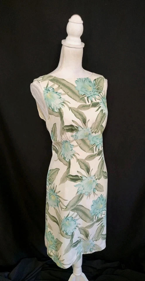 Tommy Bahama Silk Sheath Dress Tropical Floral Resort Style V Back Lined Sz 10 - Image 1 of 4