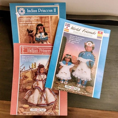 3 FIBRE CRAFT INDIAN PRINCESS Native/ Indigenous American Crochet Doll Patterns - Image 1 of 4