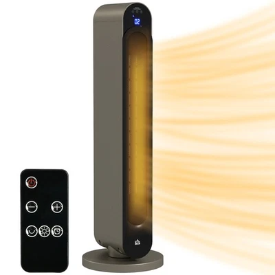HOMCOM 2200W Ceramic Heater for Home with Remote Control, 12H Timer, Silver - Image 1 of 4