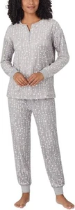 Nautica Women's 2 Piece Fleece Pajama Sleepwear Set, Gray Stars, Small - Picture 1 of 4