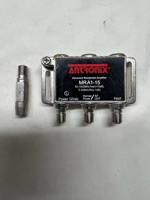 Antronix MRA1-15 Amplifier, 1 Port,15dB Gain, Output 5-1002Mhz + Power Adapter - Image 1 of 4