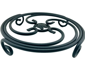 Longaberger Sottopiano o Supporto per Piante in Ferro Battuto Nero con Piedino in Foglia d'Acero #71246 - Foto 1 di 8