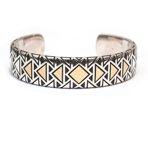 DAVID YURMAN New 18mm Southwest Wide Cuff Bracelet in Silver & 18K Gold Medium - Picture 1 of 8