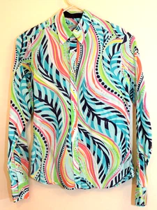 Lilly Pulitzer Womens Shirt Size 4 Small Bold Print Cotton Long Sleeves Career - Picture 1 of 7