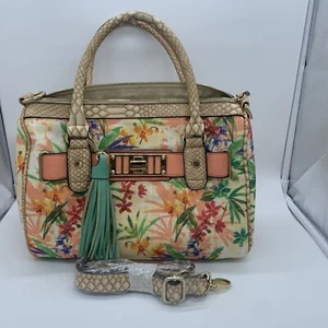 Aldo Floral Handbag/Shoulder Bag Faux Snakeskin Leather Handle & Accents - Picture 1 of 8