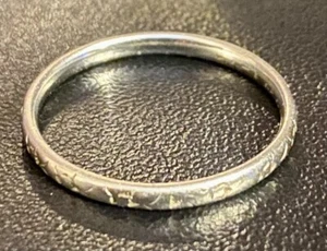 ANTIQUE RARE OSTBY BARTON 18K WHITE GOLD ETCHED WEDDING ETERNITY RING SZ 8 Signd - Picture 1 of 7