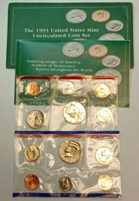1993 US Mint 10 Coin Uncirculated Set Complete Philadelphia & Denver OGP & COA - Image 1 of 2