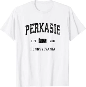 Perkasie Pennsylvania PA Vintage Athletic Black Sports Desig T-Shirt Hoodie - Picture 1 of 12