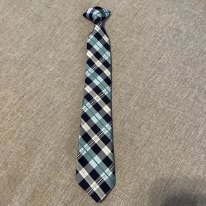 Boys' Kids' Children's Blue Striped Pre Tied Ready to Clip On Tie - Picture 1 of 1