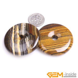 Wholesale Lot Gemstones Round Donut Pendant Beads For Jewelry Making 1Pcs YB